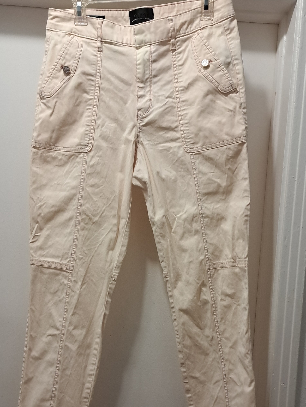 White House Black Market Cream Straight-Leg Utility Jeans